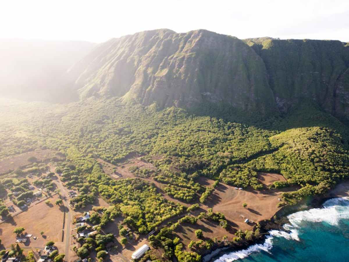 a view of a large mountain in the background